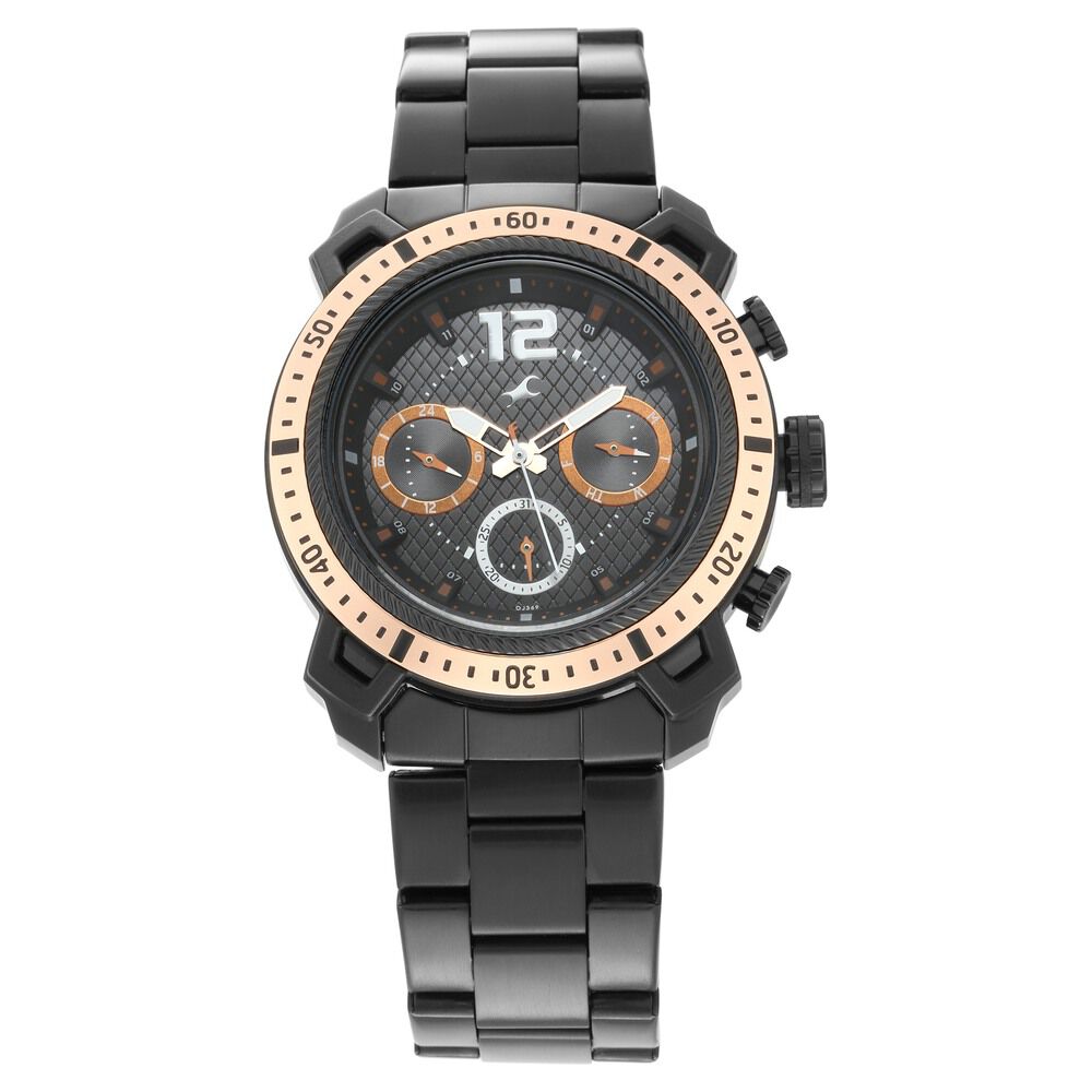 Fastrack All Nighters Quartz Analog Black Dial Stainless Steel Strap Watch for Guys NS3193KM01