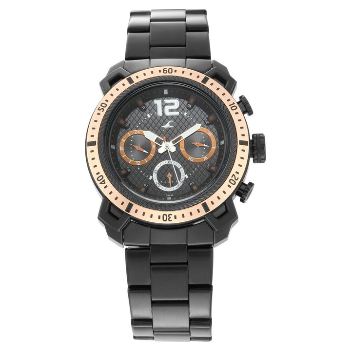 Fastrack All Nighters Quartz Analog Black Dial Stainless Steel Strap Watch for Guys NS3193KM01