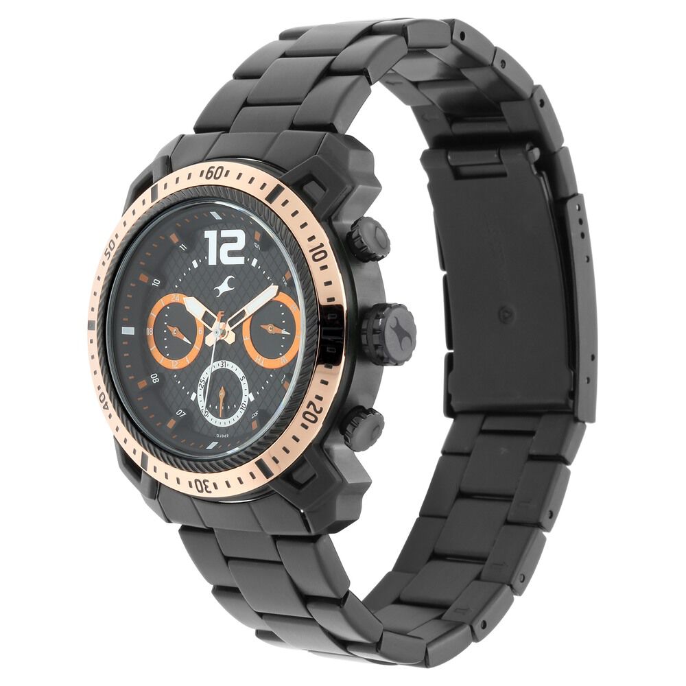 Fastrack All Nighters Quartz Analog Black Dial Stainless Steel Strap Watch for Guys NS3193KM01