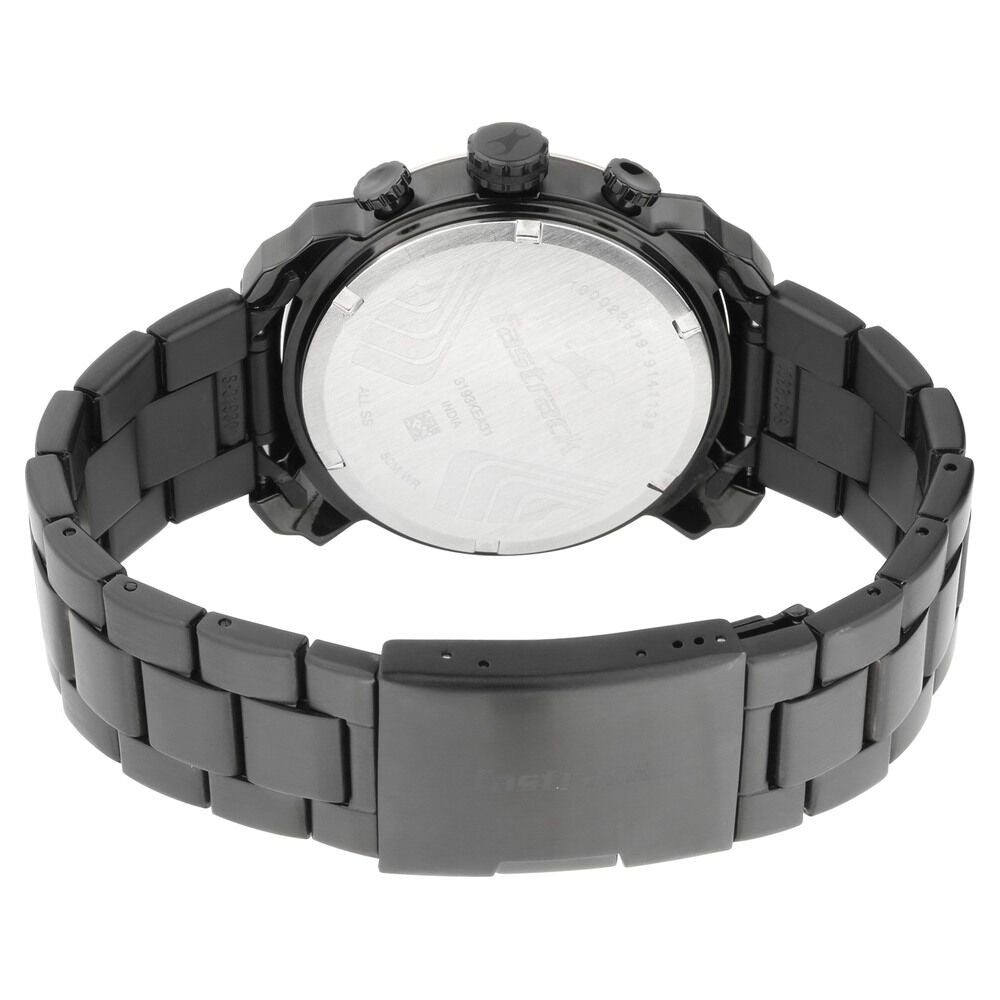 Fastrack All Nighters Quartz Analog Black Dial Stainless Steel Strap Watch for Guys NS3193KM01