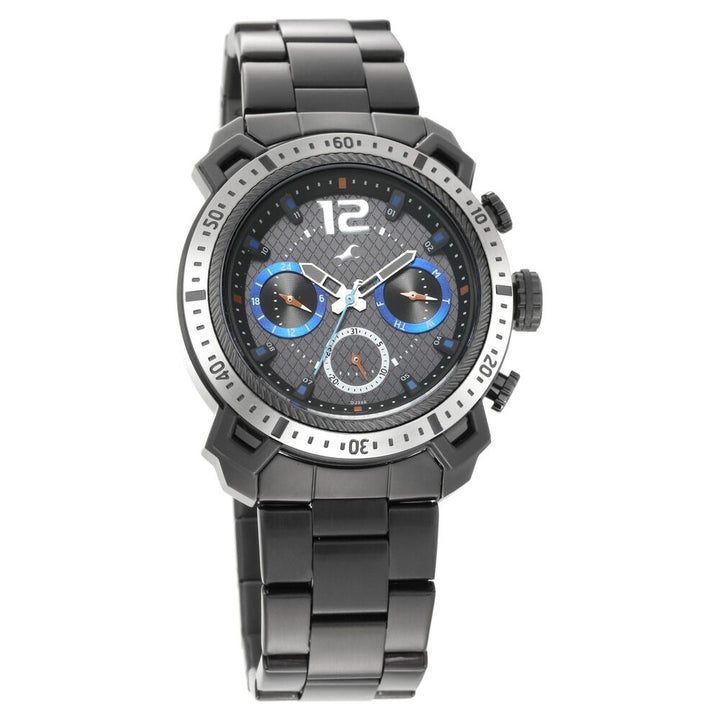 Fastrack All Nighters Quartz Analog Black Dial Stainless Steel Strap Watch for Guys NP3193KM02
