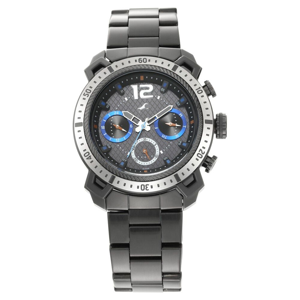 Fastrack All Nighters Quartz Analog Black Dial Stainless Steel Strap Watch for Guys NP3193KM02