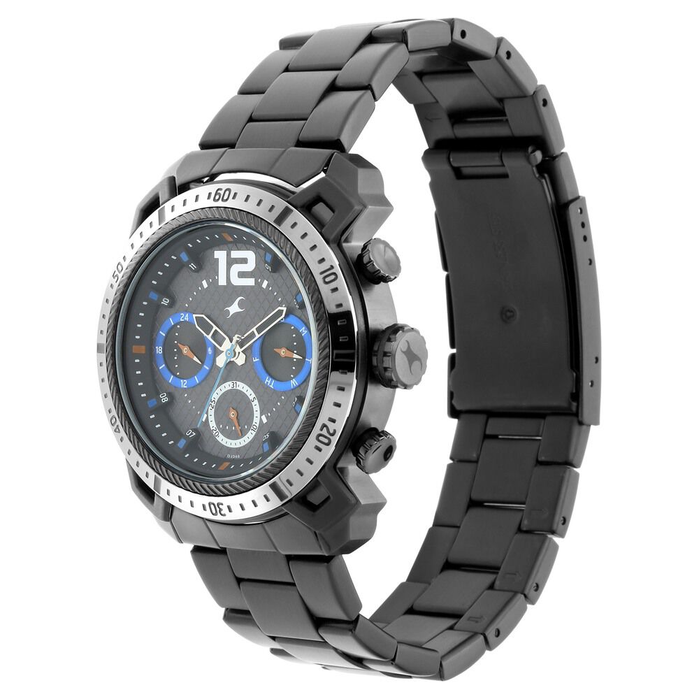Fastrack All Nighters Quartz Analog Black Dial Stainless Steel Strap Watch for Guys NP3193KM02