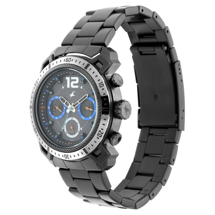 Fastrack All Nighters Quartz Analog Black Dial Stainless Steel Strap Watch for Guys NP3193KM02