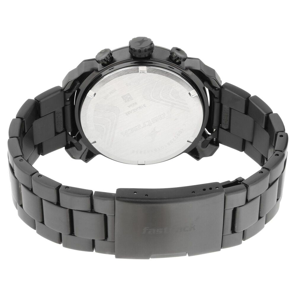Fastrack All Nighters Quartz Analog Black Dial Stainless Steel Strap Watch for Guys NP3193KM02