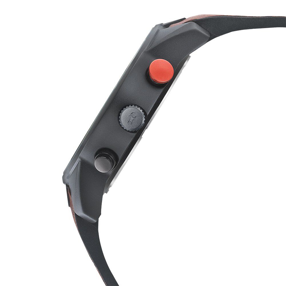 Fastrack All Nighters Quartz Multifunction Black Dial Leather Strap Watch for Guys NS3195AP01