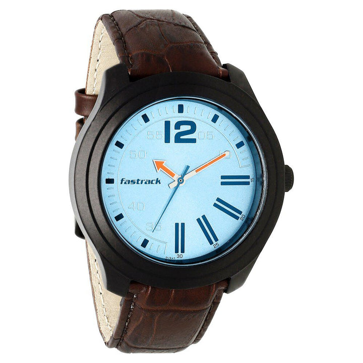 Fastrack Road Trip Quartz Analog Blue Dial Leather Strap Watch for Guys NP3198AL02