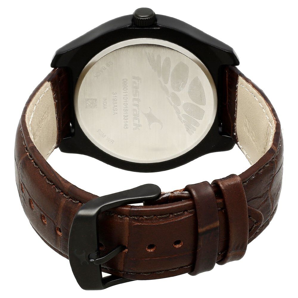 Fastrack Road Trip Quartz Analog Blue Dial Leather Strap Watch for Guys NP3198AL02