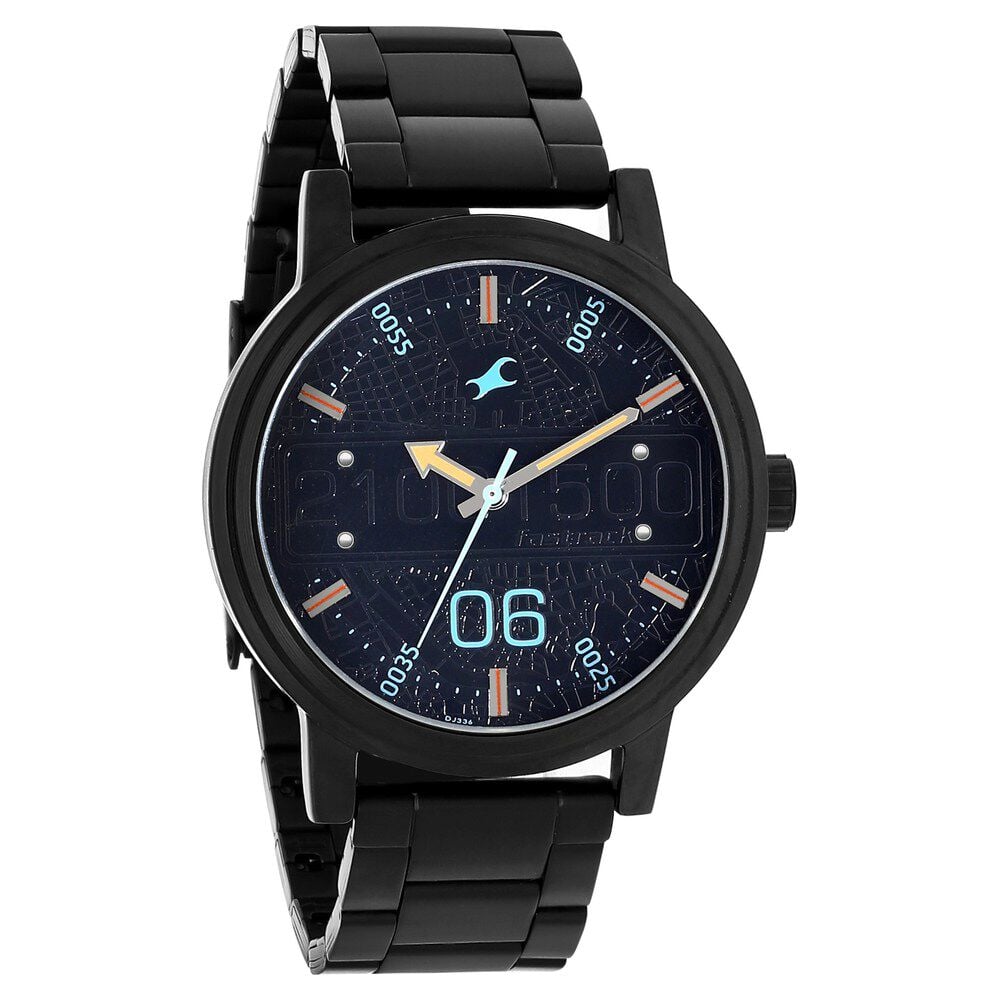 Fastrack Road Trip Quartz Analog Black Dial Stainless Steel Strap Watch for Guys NR3199NM01