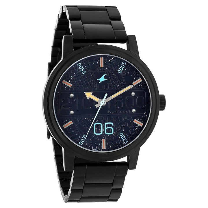Fastrack Road Trip Quartz Analog Black Dial Stainless Steel Strap Watch for Guys NR3199NM01