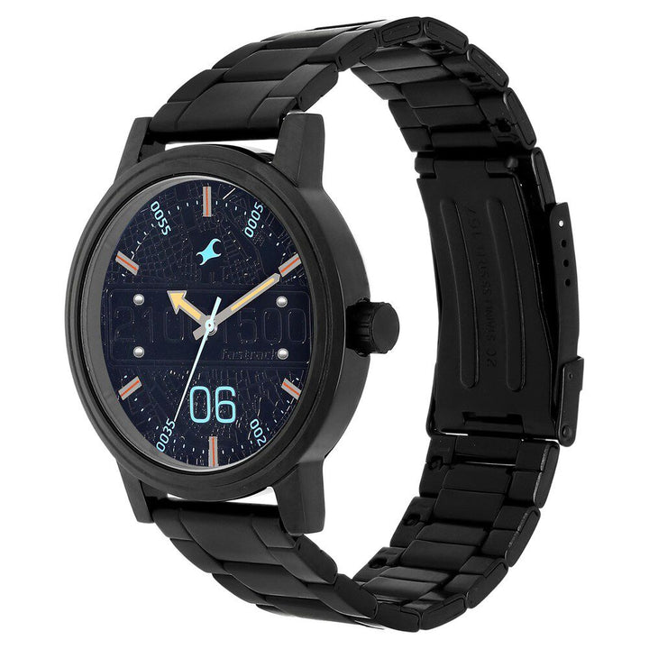 Fastrack Road Trip Quartz Analog Black Dial Stainless Steel Strap Watch for Guys NR3199NM01