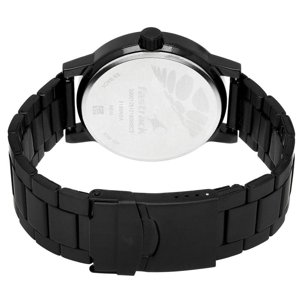 Fastrack Road Trip Quartz Analog Black Dial Stainless Steel Strap Watch for Guys NS3199NM03