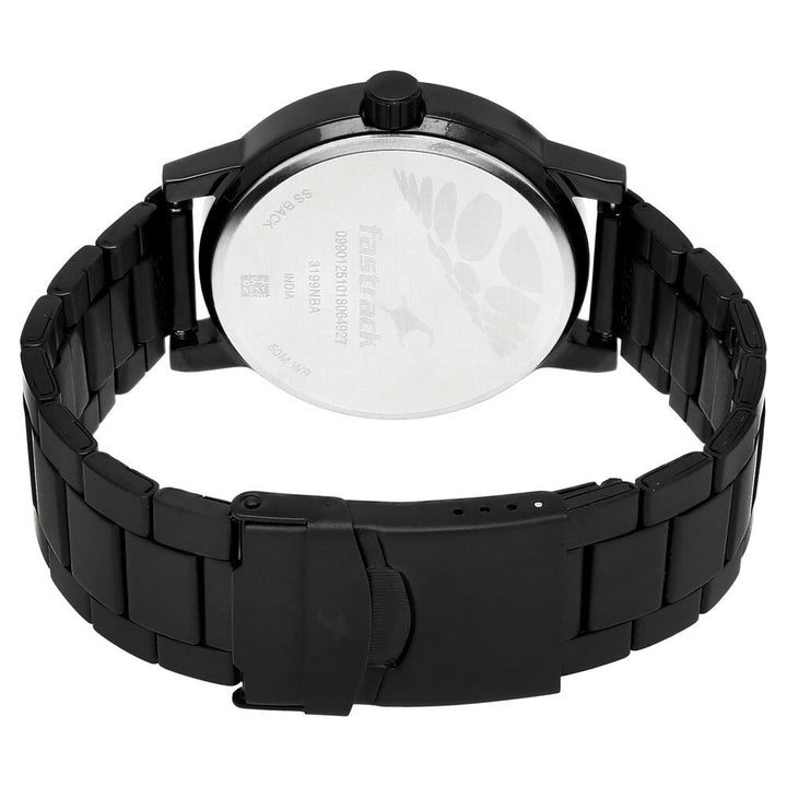 Fastrack Road Trip Quartz Analog Black Dial Stainless Steel Strap Watch for Guys NS3199NM03