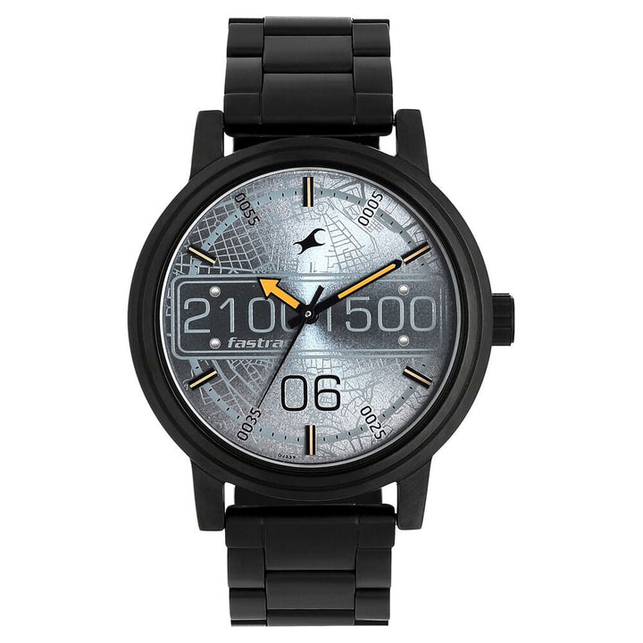 Fastrack Road Trip Quartz Analog Grey Dial Stainless Steel Strap Watch for Guys NP3199NM04