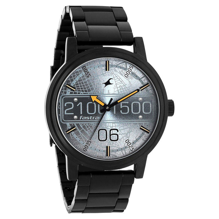 Fastrack Road Trip Quartz Analog Grey Dial Stainless Steel Strap Watch for Guys NP3199NM04