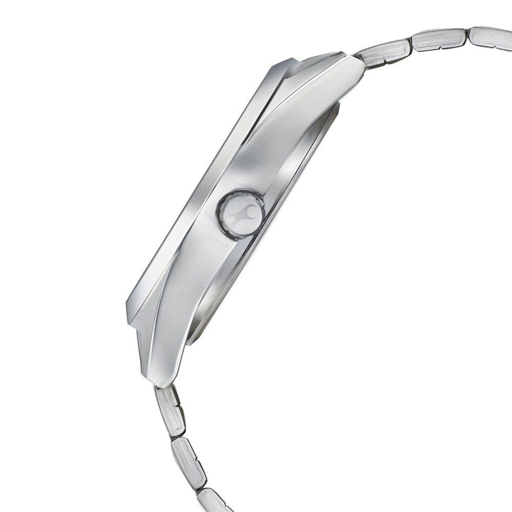 Fastrack Go Skate Quartz Analog with Date Blue Dial Stainless Steel Strap Watch for Guys NS3218SM01