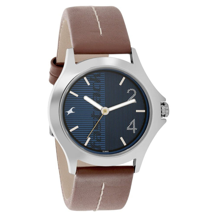 Fastrack Quartz Analog Blue Dial Leather Strap Watch for Guys NR3220SL01