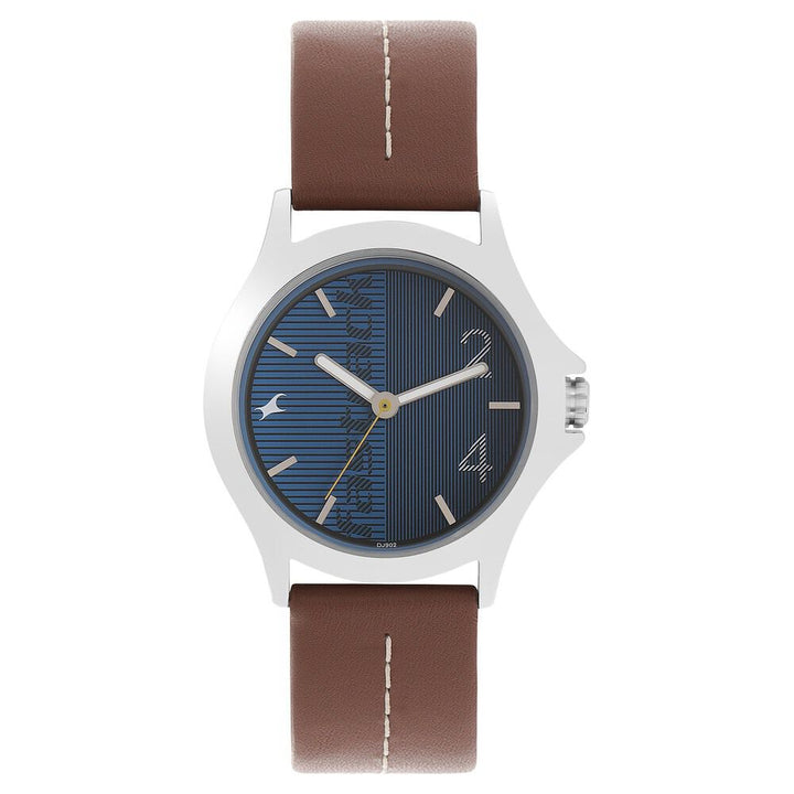 Fastrack Quartz Analog Blue Dial Leather Strap Watch for Guys NR3220SL01