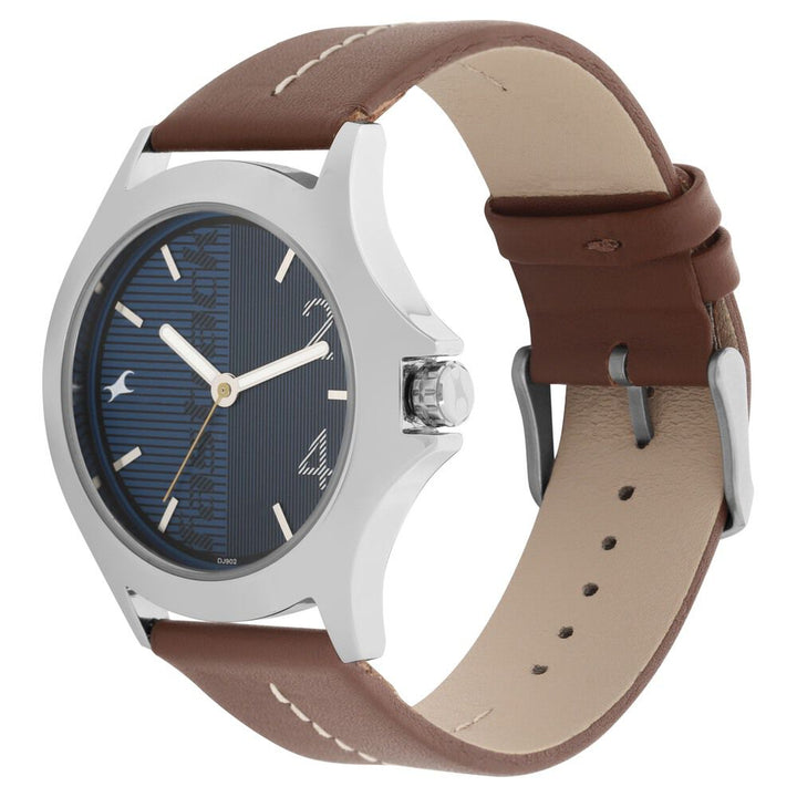 Fastrack Quartz Analog Blue Dial Leather Strap Watch for Guys NR3220SL01