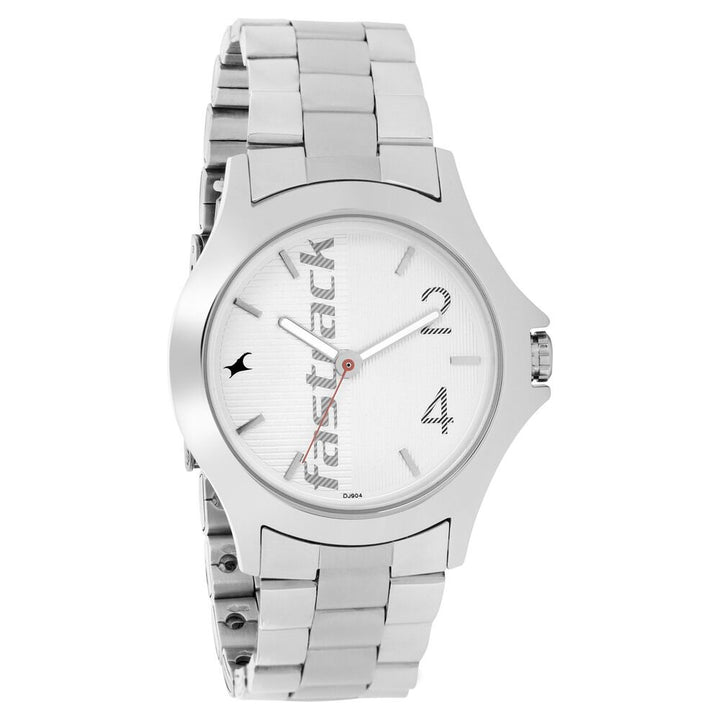 Fastrack Quartz Analog White Dial Stainless Steel Strap Watch for Guys NS3220SM01