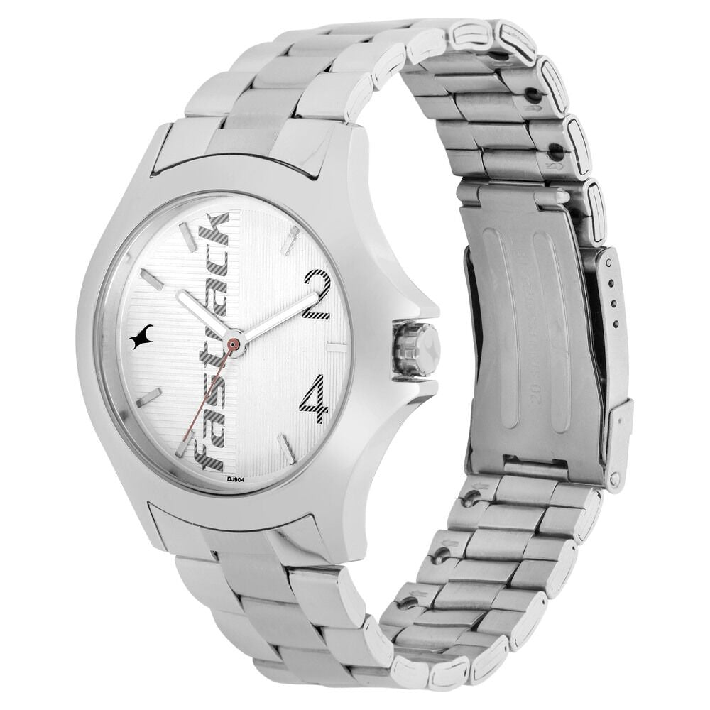 Fastrack Quartz Analog White Dial Stainless Steel Strap Watch for Guys NS3220SM01