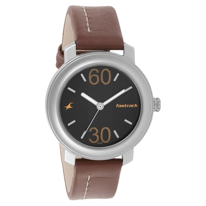 Fastrack Quartz Analog Grey Dial Leather Strap Watch for Guys NR3222SL01