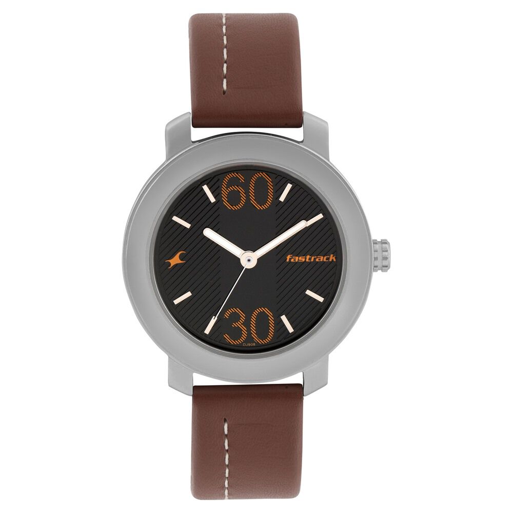 Fastrack Quartz Analog Grey Dial Leather Strap Watch for Guys NR3222SL01