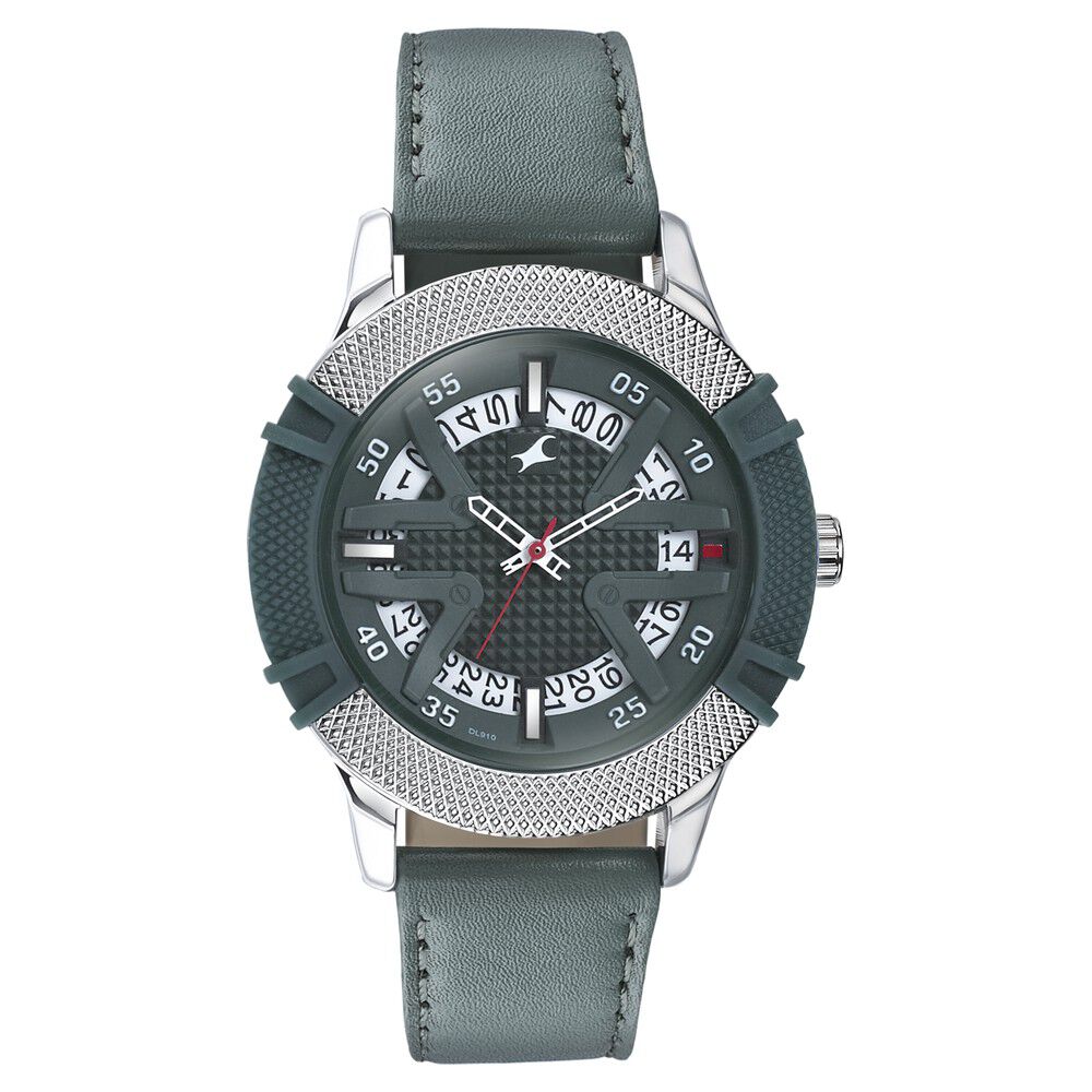 Fastrack Dial It Up Quartz Multifunction Green Dial Leather Strap Watch for Guys 3223KL02