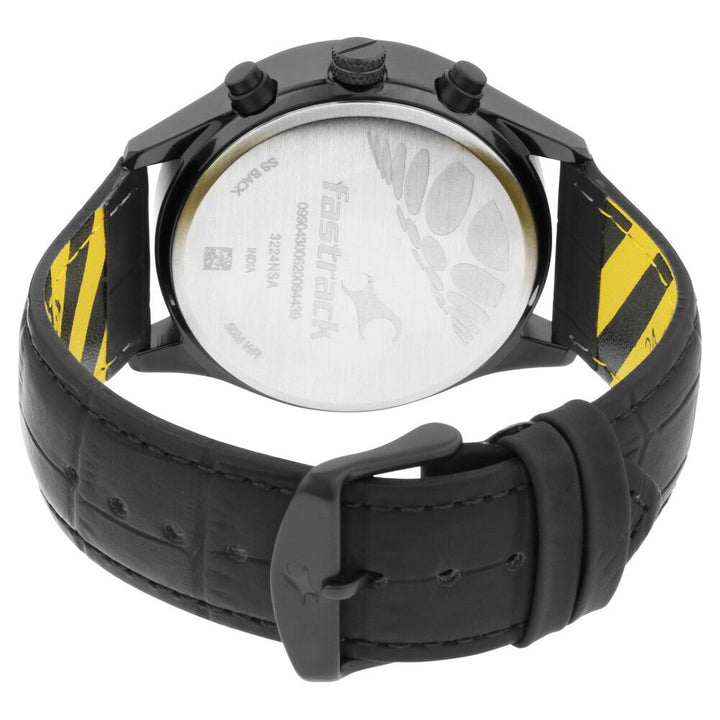 Fastrack Fastfit Quartz Analog with Day and Date Black Dial Leather Strap Watch for Guys NS3224NL01