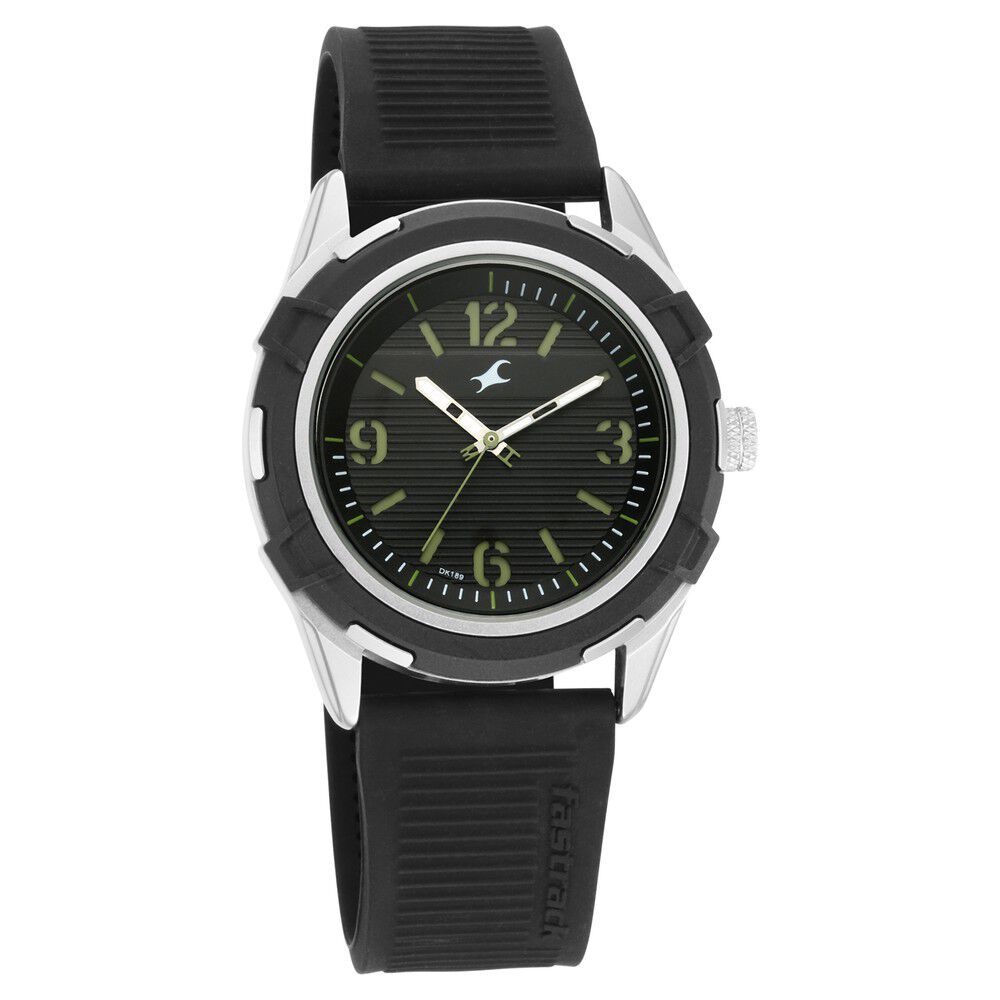 Fastrack Fastfit Quartz Analog Black Dial Silicone Strap Watch for Guys NP3225KP01