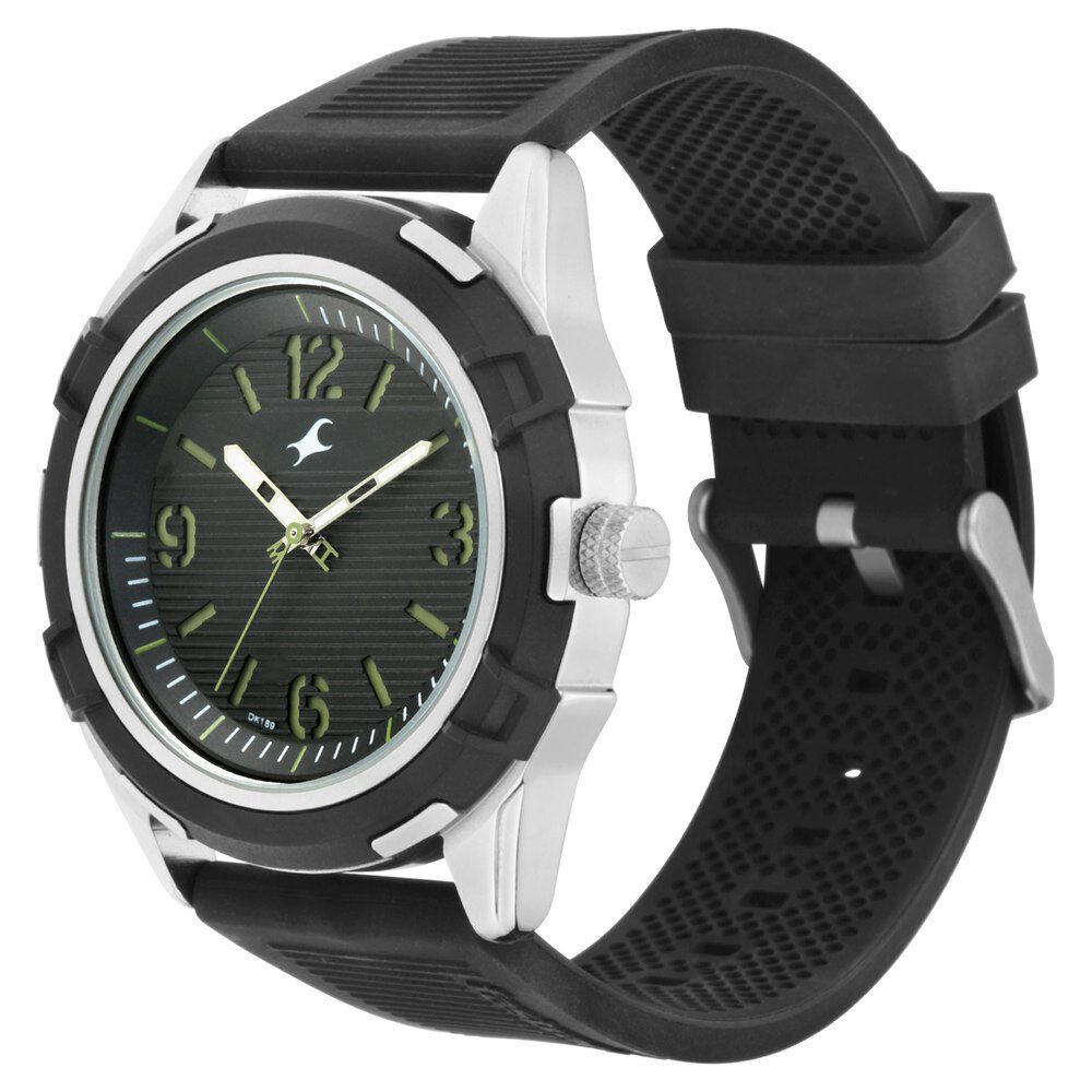 Fastrack Fastfit Quartz Analog Black Dial Silicone Strap Watch for Guys NP3225KP01