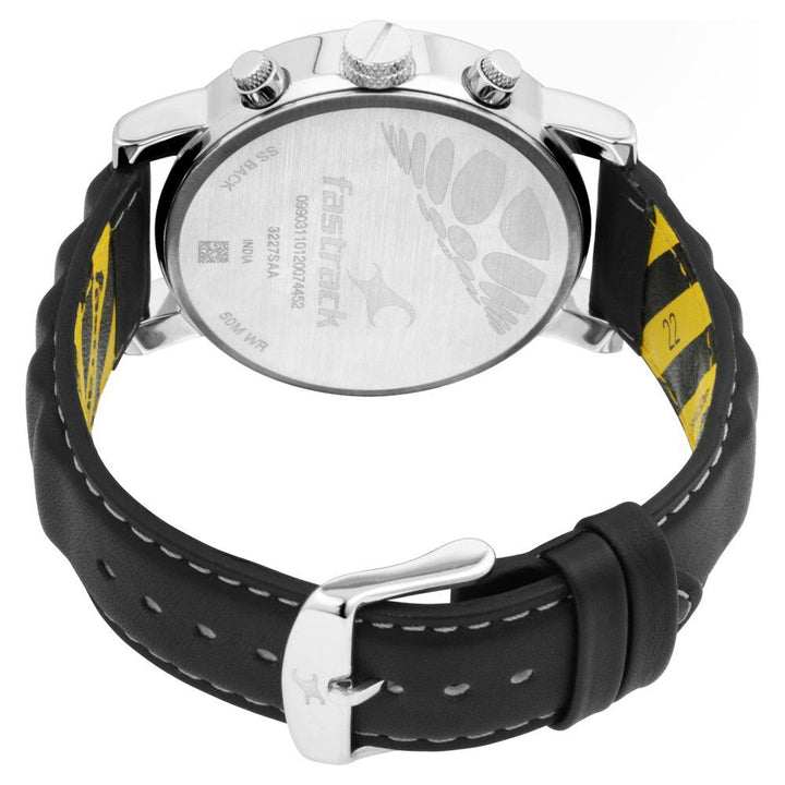 Fastrack Fastfit Quartz Multifunction Black Dial Leather Strap Watch for Guys NS3227SL01