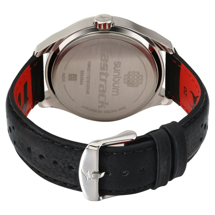 Fastrack Sunburn Quartz Analog Blue Dial Leather Strap Watch for Guys NP3234SL01