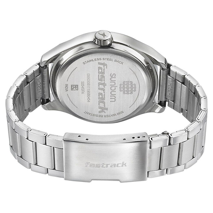 Fastrack Sunburn Quartz Analog Black Dial Stainless Steel Strap Watch for Guys NP3234SM01