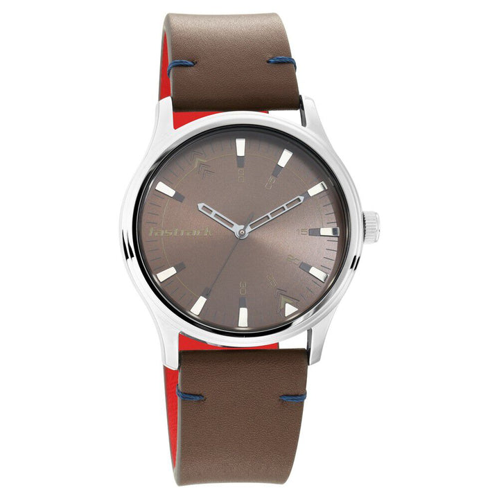 Fastrack I Love Me Quartz Analog Brown Dial Leather Strap Watch for Guys NP3236SL03