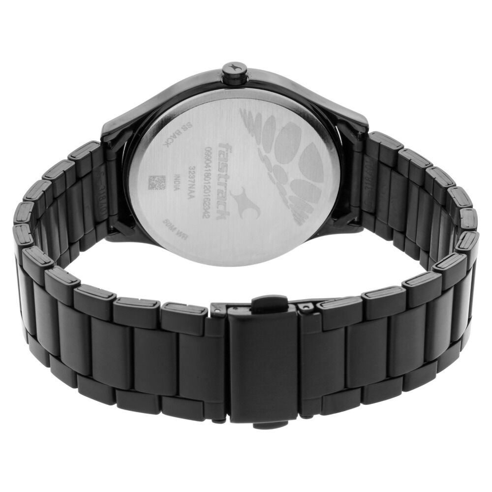 Fastrack Tripster Quartz Analog Black Dial Stainless Steel Strap Watch for Guys NP3237NM01