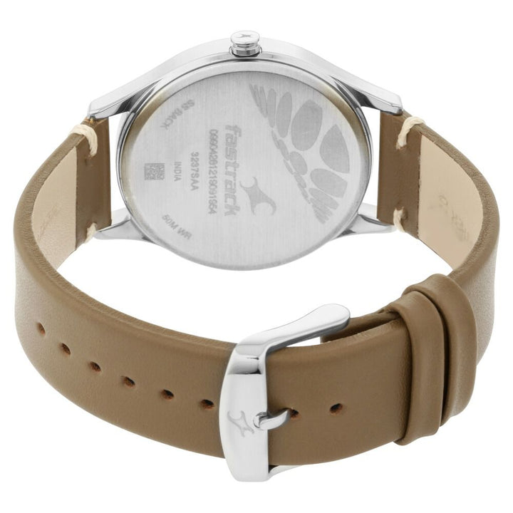 Fastrack Tripster Quartz Analog Green Dial Leather Strap Watch for Guys NS3237SL01