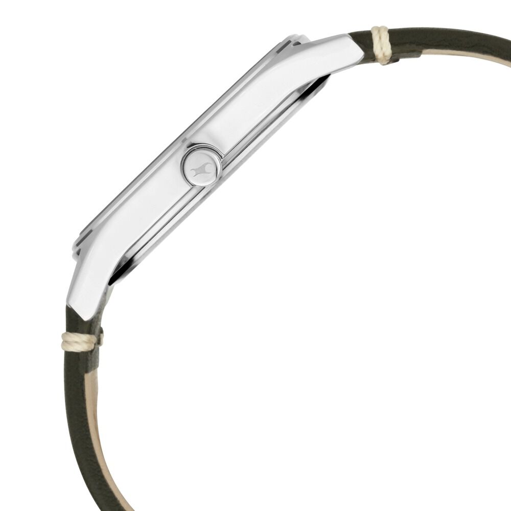 Fastrack Tripster Quartz Analog Green Dial Leather Strap Watch for Guys NP3237SL02