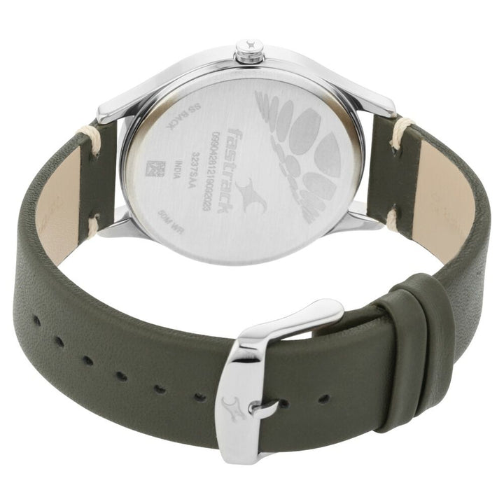 Fastrack Tripster Quartz Analog Green Dial Leather Strap Watch for Guys NP3237SL02