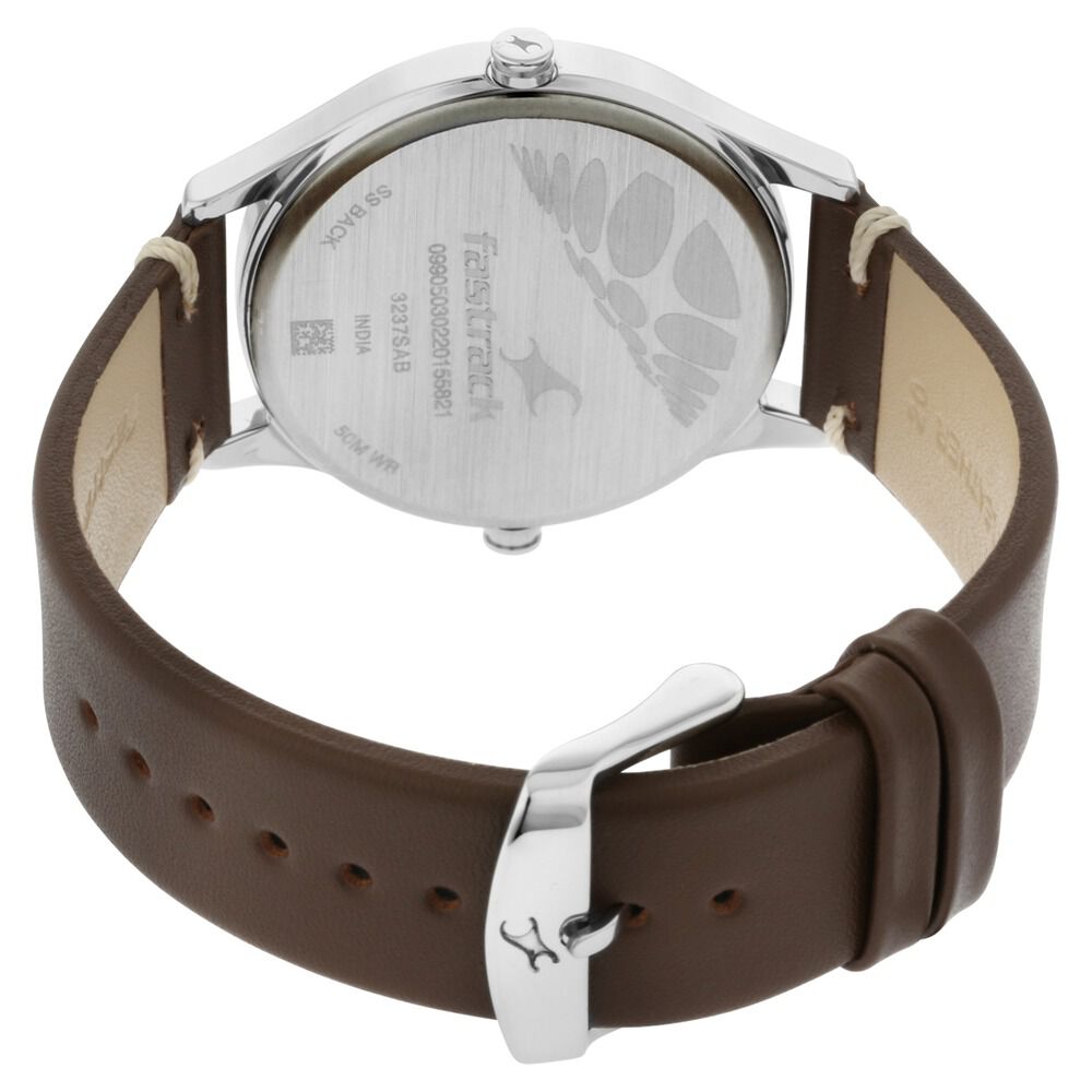 Fastrack Tripster Quartz Analog Bicolour Dial Leather Strap Watch for Guys NR3237SL03