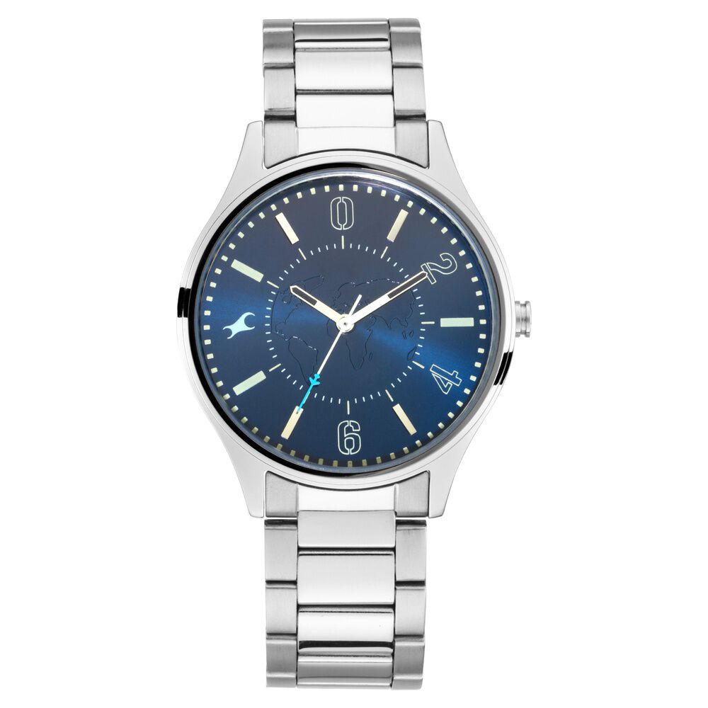 Fastrack Tripster Quartz Analog Blue Dial Stainless Steel Strap Watch for Guys NR3237SM01