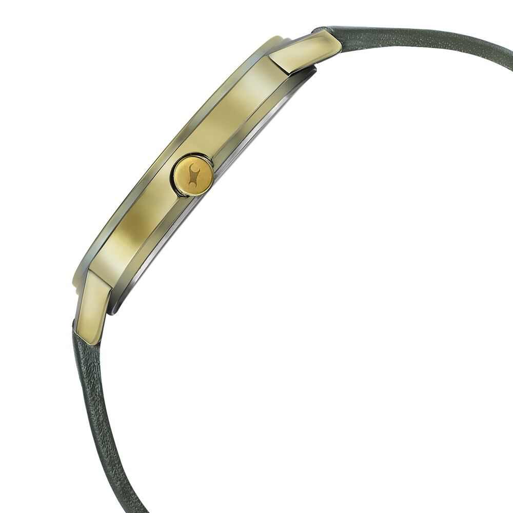 Fastrack Dial It Up Quartz Multifunction Green Dial Leather Strap Watch for Guys 3238QL01