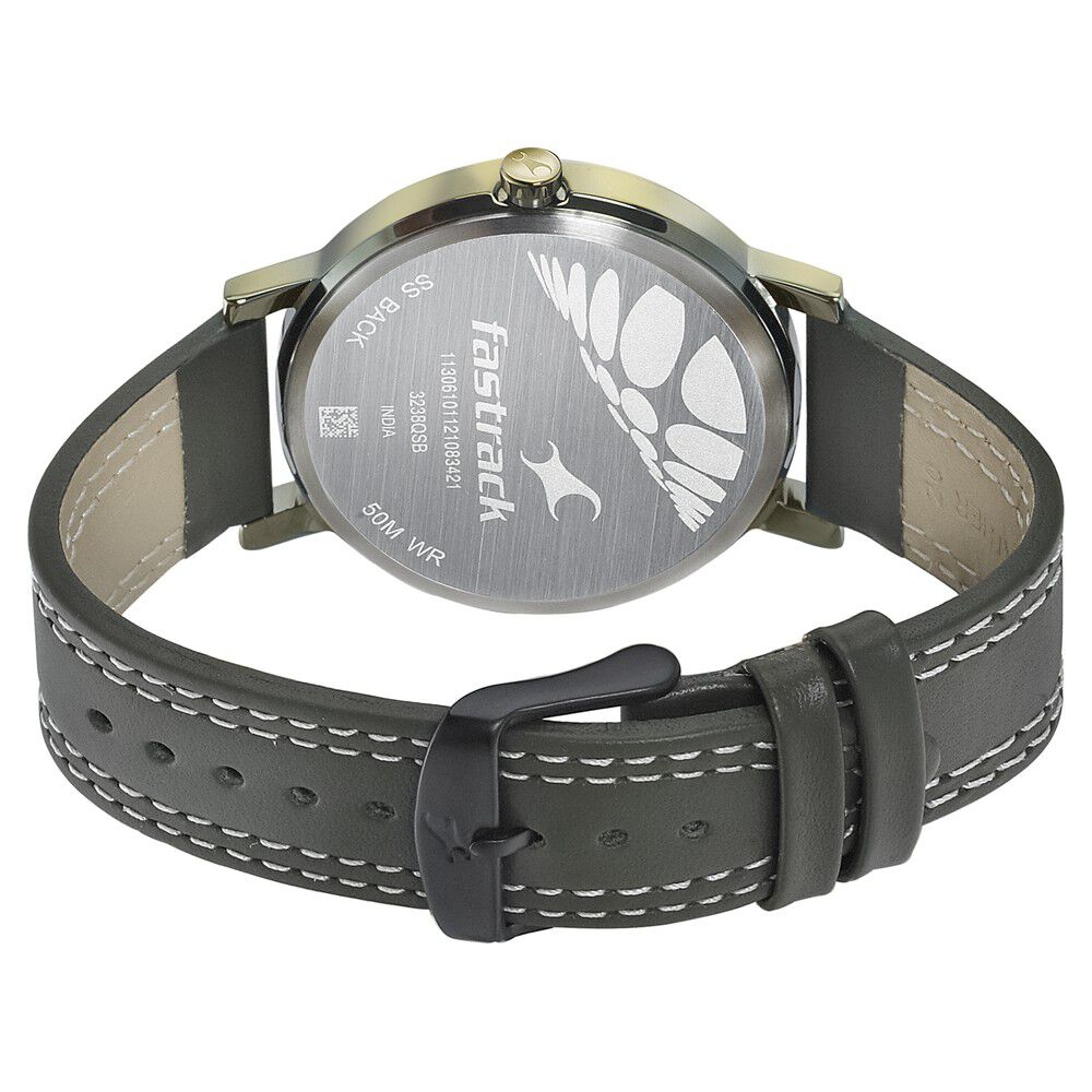 Fastrack Dial It Up Quartz Multifunction Green Dial Leather Strap Watch for Guys 3238QL01