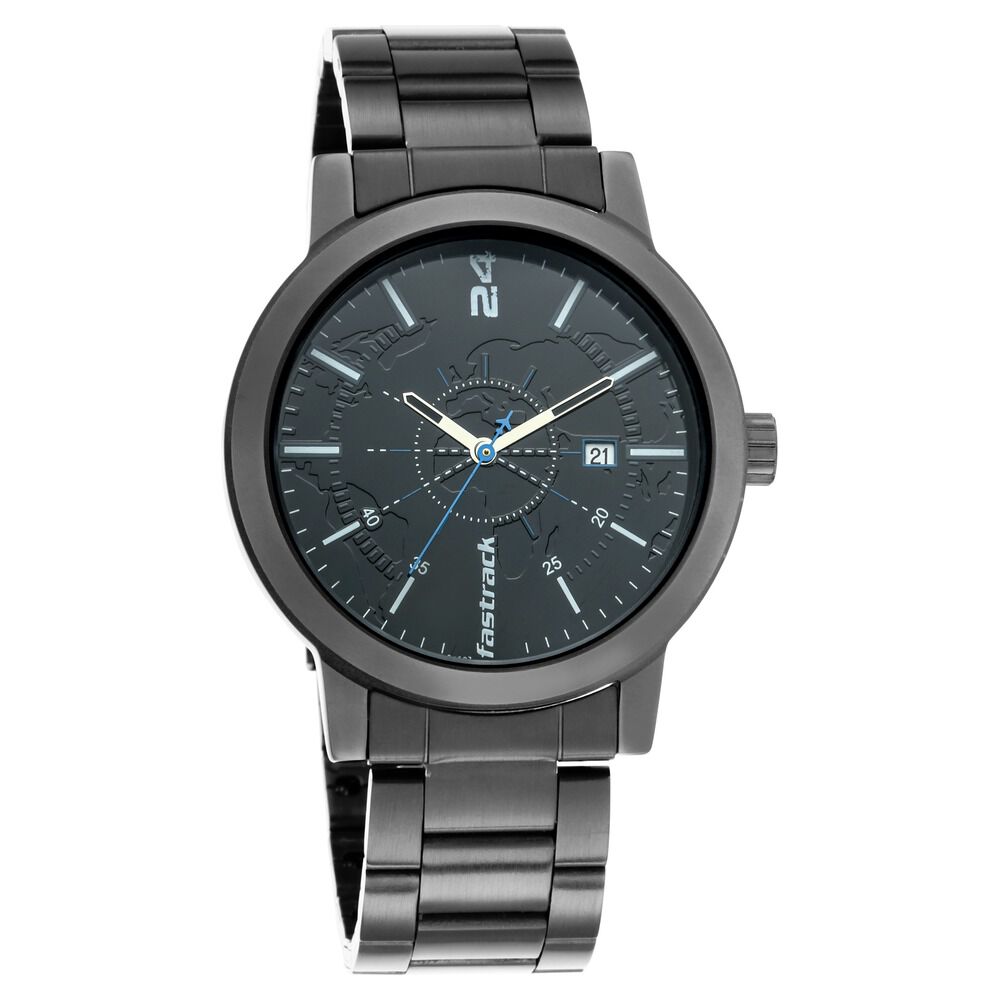 Fastrack Tripster Quartz Analog with Date Black Dial Stainless Steel Strap Watch for Guys NR3245NM01