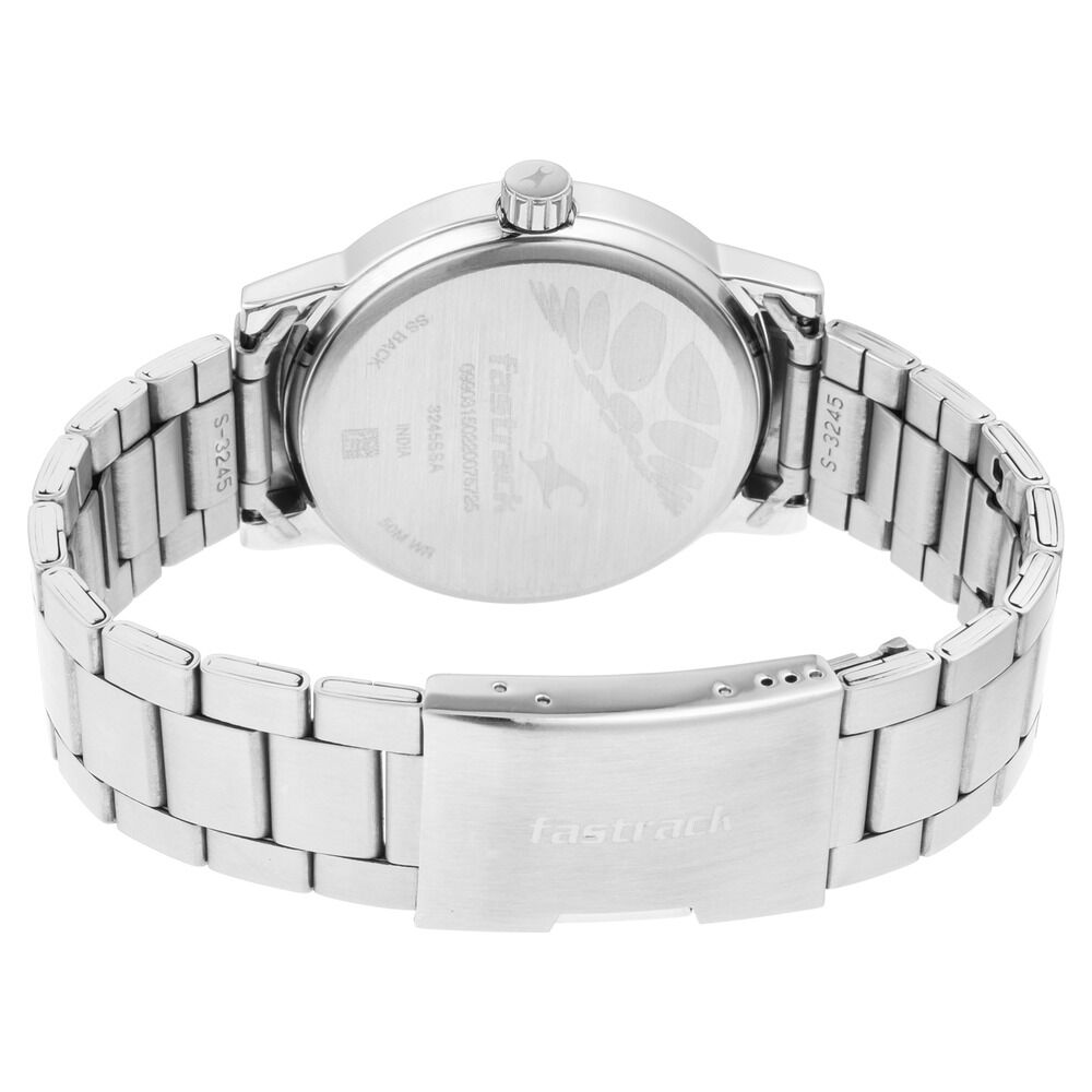 Fastrack Tripster Quartz Analog with Date White Dial Stainless Steel Strap Watch for Guys NS3245SM01