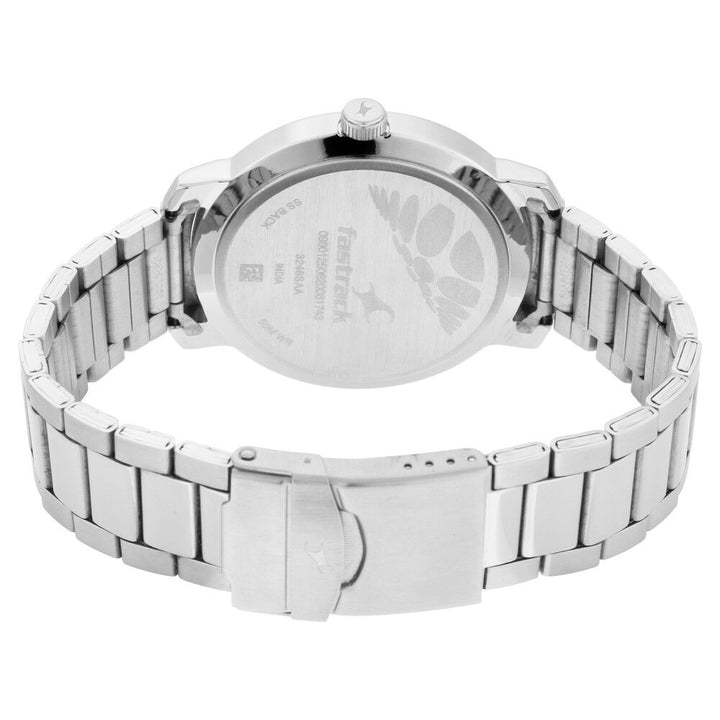 Fastrack Bare Basics Quartz Analog with Date Black Dial Stainless Steel Strap Watch for Guys NS3246SM02