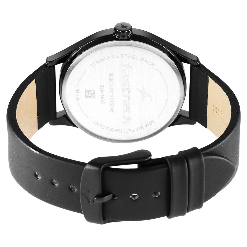 Fastrack Style Up Black Dial Leather Strap Watch for Guys NR3247NL01