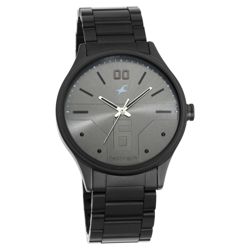 Fastrack Bare Basics Quartz Analog Grey Dial Stainless Steel Strap Watch for Guys NS3247NM02
