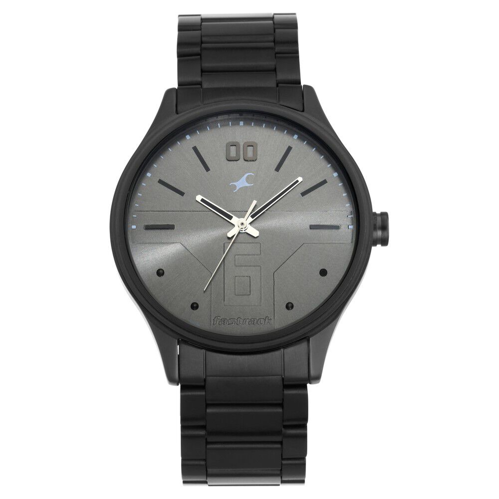 Fastrack Bare Basics Quartz Analog Grey Dial Stainless Steel Strap Watch for Guys NS3247NM02
