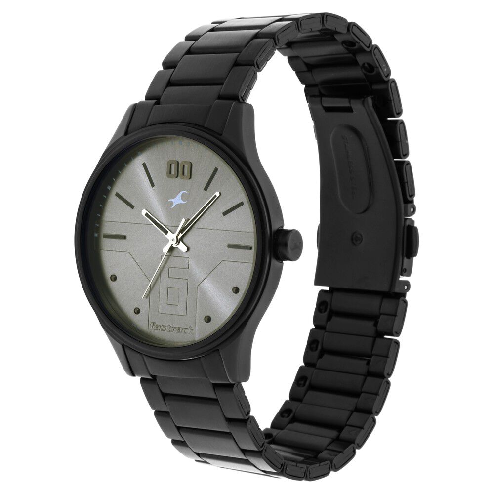 Fastrack Bare Basics Quartz Analog Grey Dial Stainless Steel Strap Watch for Guys NS3247NM02